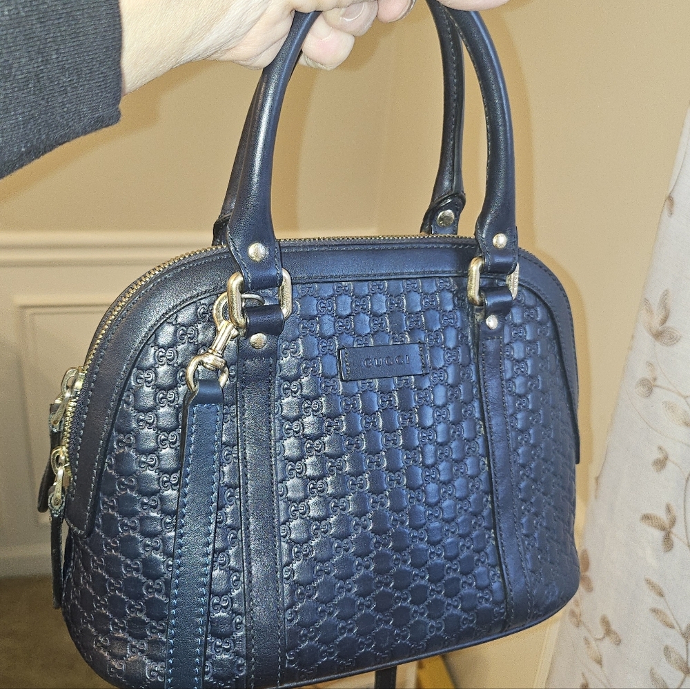 π Gucci Microguccissima Dome Satchel | Dark Navy Blueπ - Picture 2 of 16